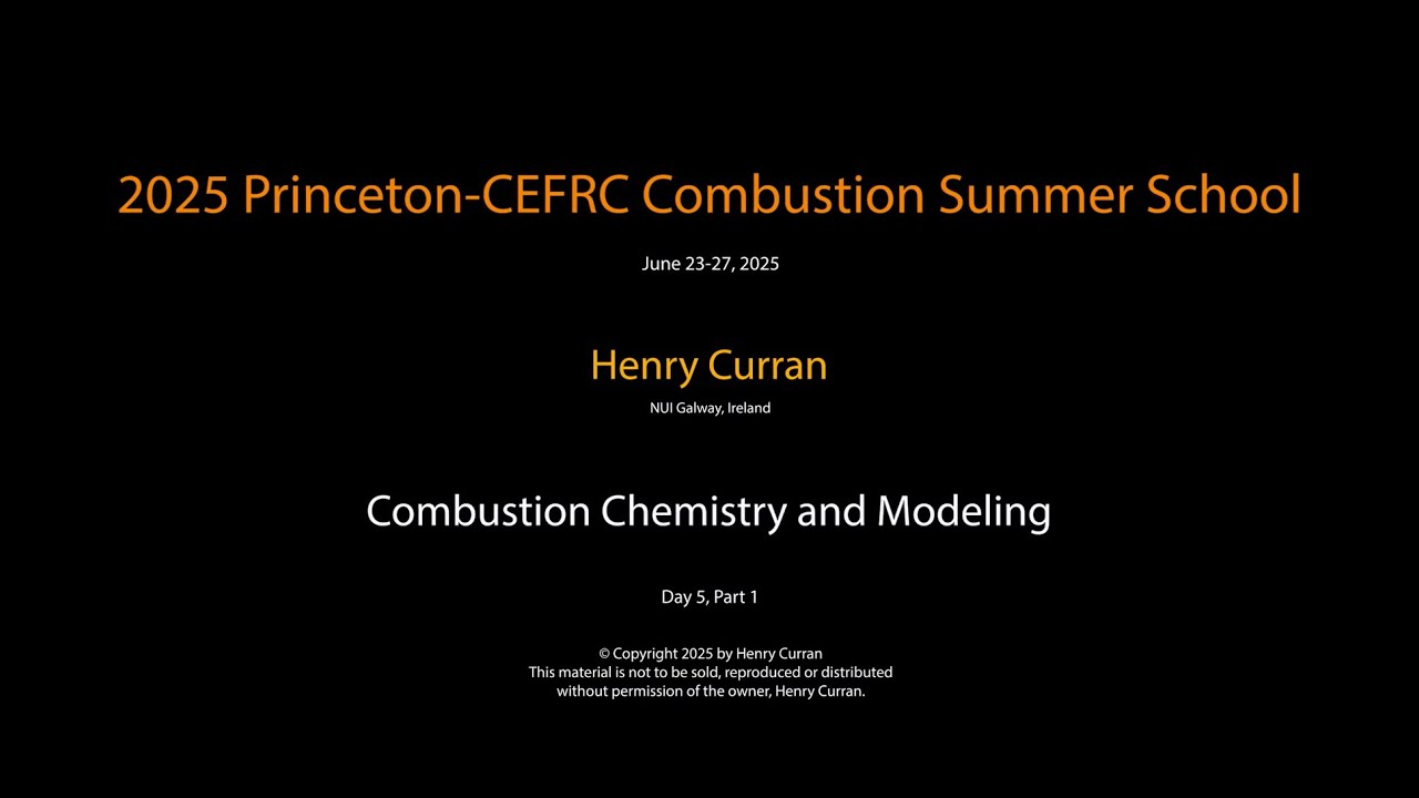Combustion Chemistry and Modeling, Henry Curran, Day 5 Part 1