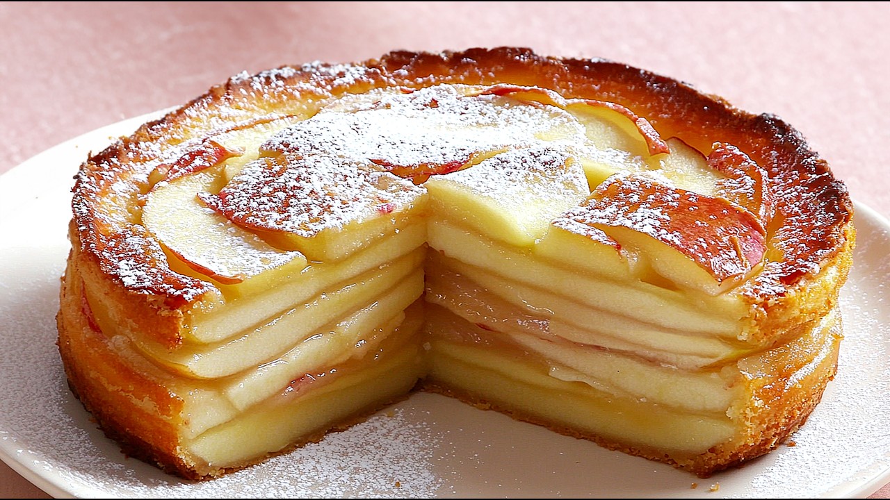 Mehr Äpfel als Teig! Super cremiger Apfelkuchen! Apfelkuchen in 15 Minuten! Das Rezept meiner Oma!