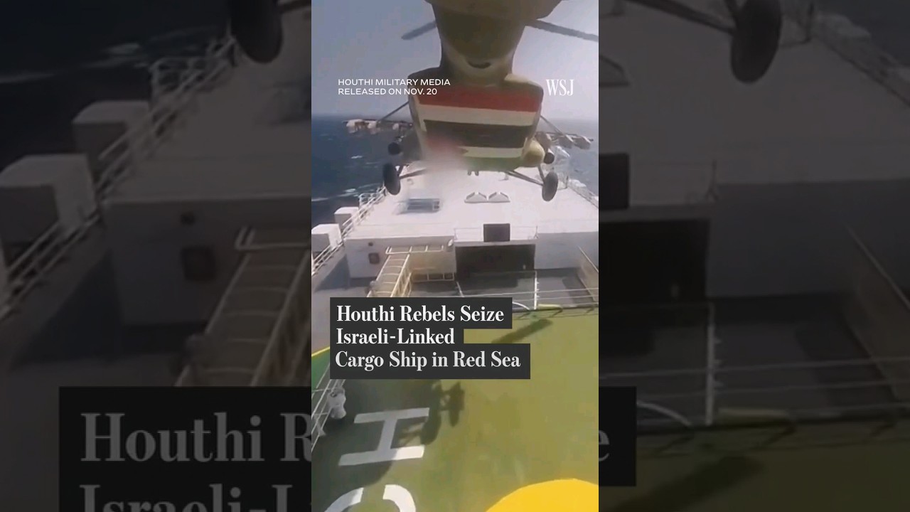 Footage Released By Yemen's Houthi Rebel Group Shows Armed Men Seizing An Israeli-Linked Cargo Ship