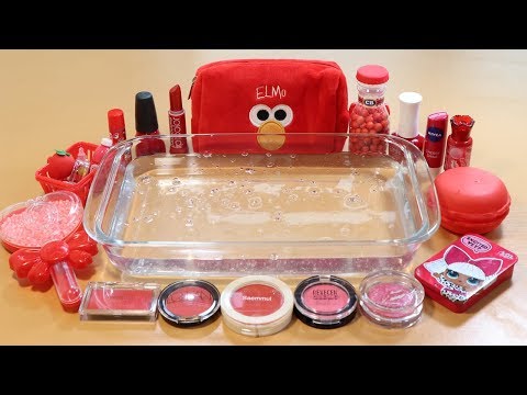 &amp;quot;RED&amp;quot; Mixing &amp;quot;RED&amp;quot; EYESHADOW and glitter Into Clear Slime! &amp;quot;RED SLIME&amp;quot;