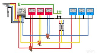 3 phase line ampmeter voltmeter connection with CT