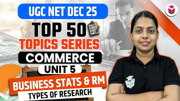 UGC NET Dec 2025 Commerce Important Topics | Unit 5 Business Statistics & RM | Types Of Research