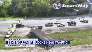 Williamson County tractor-trailer crash leads to lane closures on I-840E