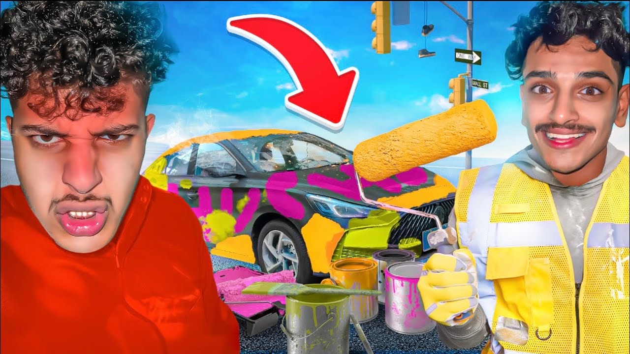 مقلبت🚨 البريطاني🇬🇧 صبغت سيارتو الوان🌈 (لا يفوتكم ردت فعل الناس😵‍💫)