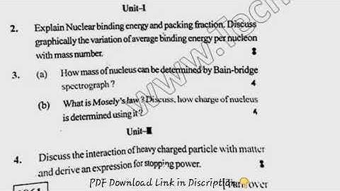BSc 5th Sem Nuclear Physics Question Paper