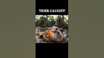 Will the tiger survive the attack of the python and the crocodile❓ #tiger #snake #python #battle