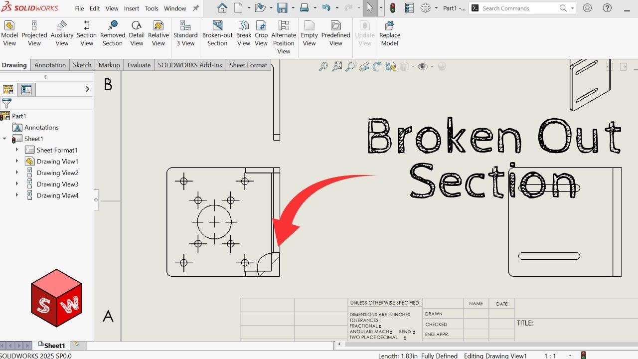 How to Create a Broken Out Section View in Solidworks Drawings - YouTube
