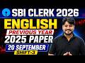 SBI Clerk 2026 English Previous Year Paper 🔥 | 20 September 2025 Shift 3 Full Solution