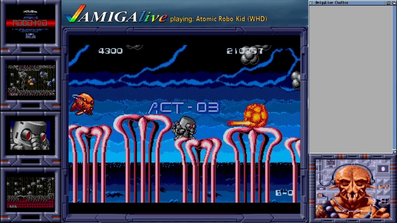 Playing random Amiga games: "Atomic Robo-Kid", "Saint Dragon", "Super Startdust" and a bit of "Toki"