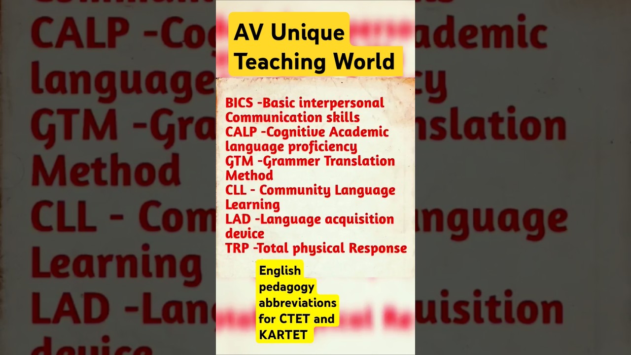 Important Abbreviations in English pedagogy 