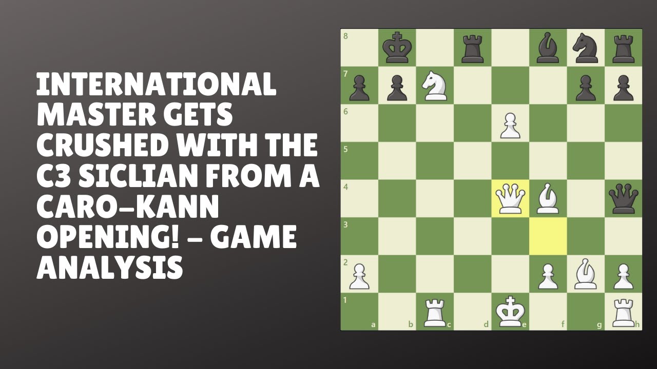 International Master Gets Crushed With The C3 Sicilian From A Caro Kann Caro Master Crushes