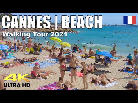 BEACH WALKING TOUR | CANNES, FRANCE | 4K VIDEO | Travel Vlog French Riviera | August 2021