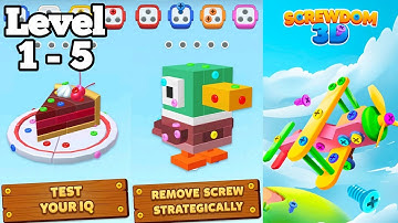 Screwdom 3D | Level 1 - 5 | Screwdom Gameplay FHD