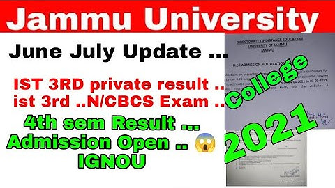 Jammu University College ist 3rd ex online private result // 4th sem result ..IGNOU admission open