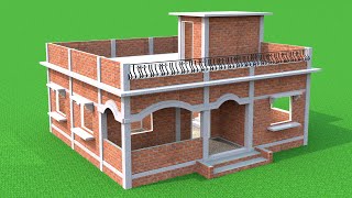 brick work के साथ गांव का घरका डिजाइन, beautiful village house desgin with 3 bedrooms