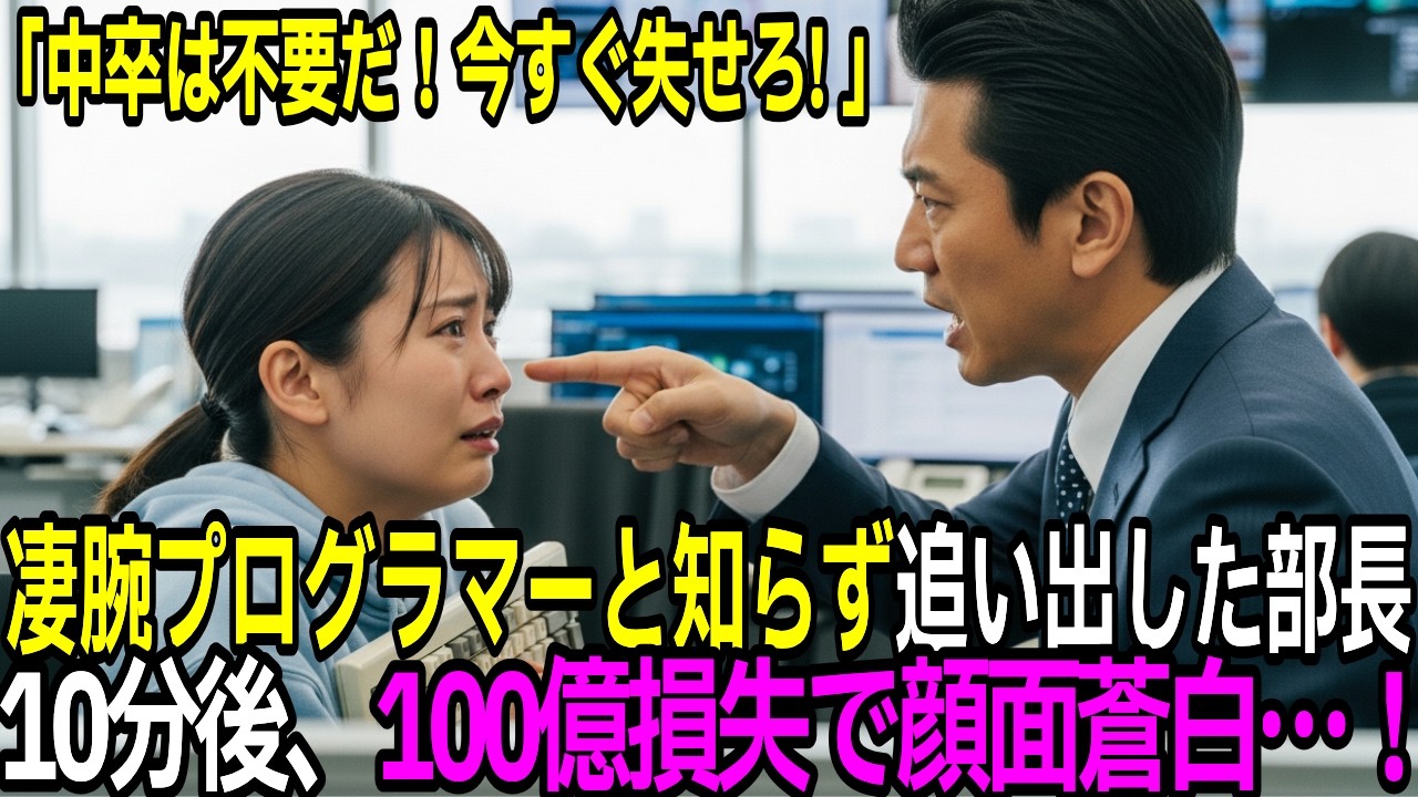 凄腕IQ200の天才プログラマーとは知らず、中卒の派遣社員を見下したエリート部長。→ 「わかりました」速攻で帰った結果、わずか10分後にシステム崩壊し全てを失う羽目W 【感動する話】【朗読】