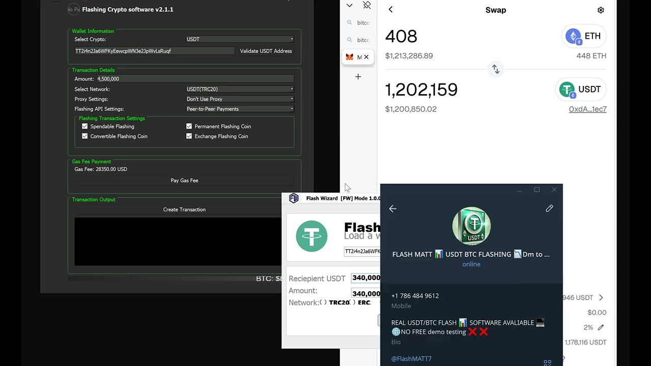 Flash USDT and BTC Software instant transactions ! Real Flash tokens SOFTWARE 