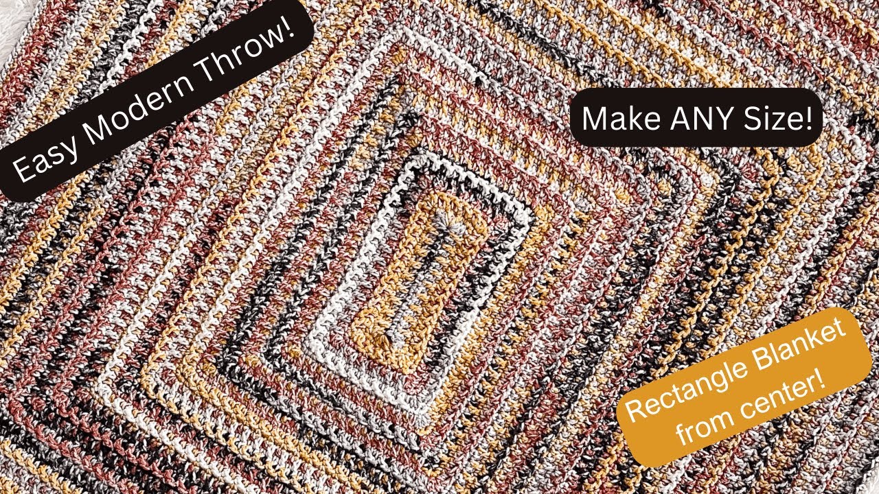 Crochet Rectangle Blanket with a Woven Look! Beautiful Modern Throw!