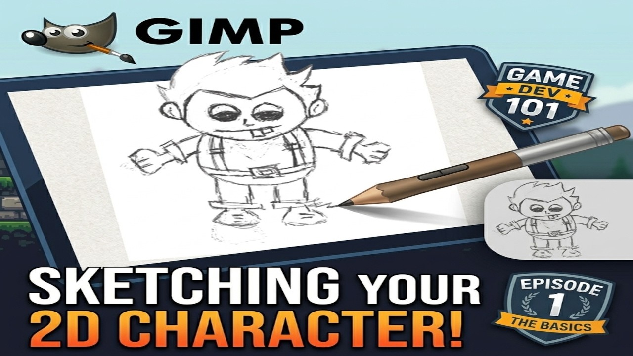 How to Sketch a 2D Game Character in GIMP | Unity 2D Tutorial #1 - YouTube