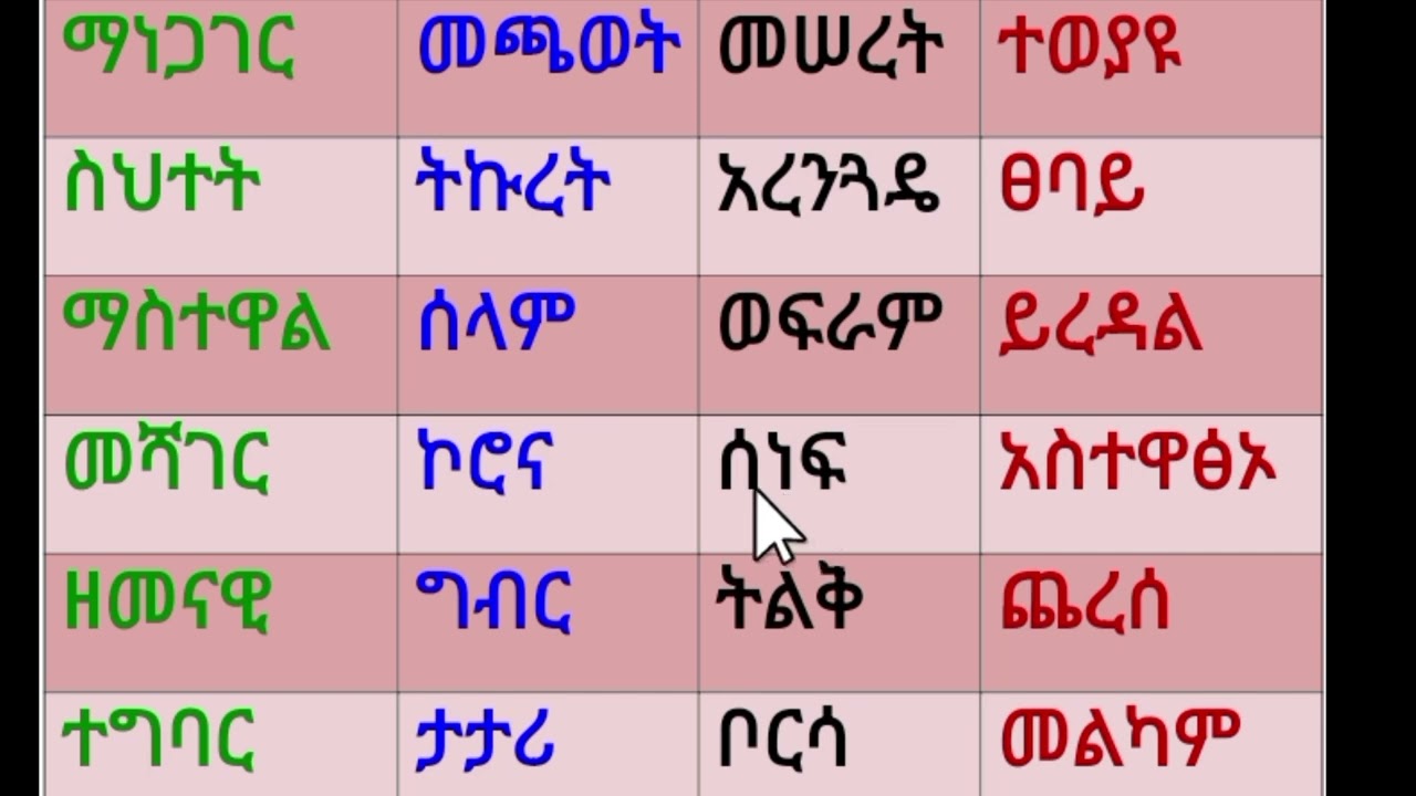 አማርኛ ቃላት መለማመድ #amahric 0921557522