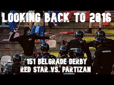 Crvena zvezda vs Partizan Straad 16.04.2016 151st Belgrade Derby hooligan fight police