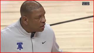 Doc Rivers stares at James Harden for garbage defense.