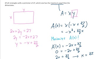 Calc POD #46 Optimization: Of all rectangles with a perimeter of 27, which one has the max area?