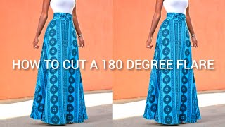 HOW TO CUT A 180 DEGREE FLARE SKIRT| Detailed and Beginner friendly