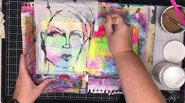 Art journal page: creating layers using stencils