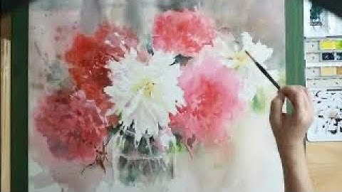 Red flowers - Watercolor Painting Process Video #watercolor #flowervase #painting #demo