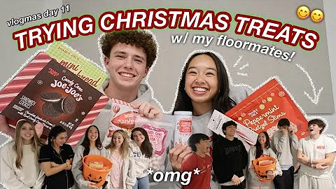 TRYING CHRISTMAS TREATS W/ MY FLOORMATES | Vlogmas Day 11