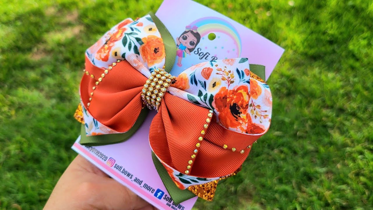 Moño Otoñal fácil de hacer con listón de 7.5 cm (Hair Bows) Lazo para niñas #moñosfacilesdehacer