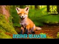 Peaceful forest animals 4k with calm and relaxing music bird sounds and nature sounds forest life