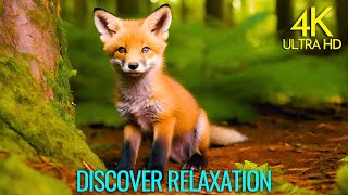 Peaceful Forest Animals 4K with Calm and Relaxing Music, Bird Sounds and Nature Sounds, Forest Life