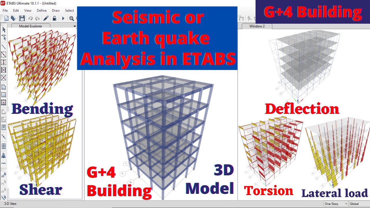 Seismic analysis of building in ETABS software | Five floor Building | building design | civil |