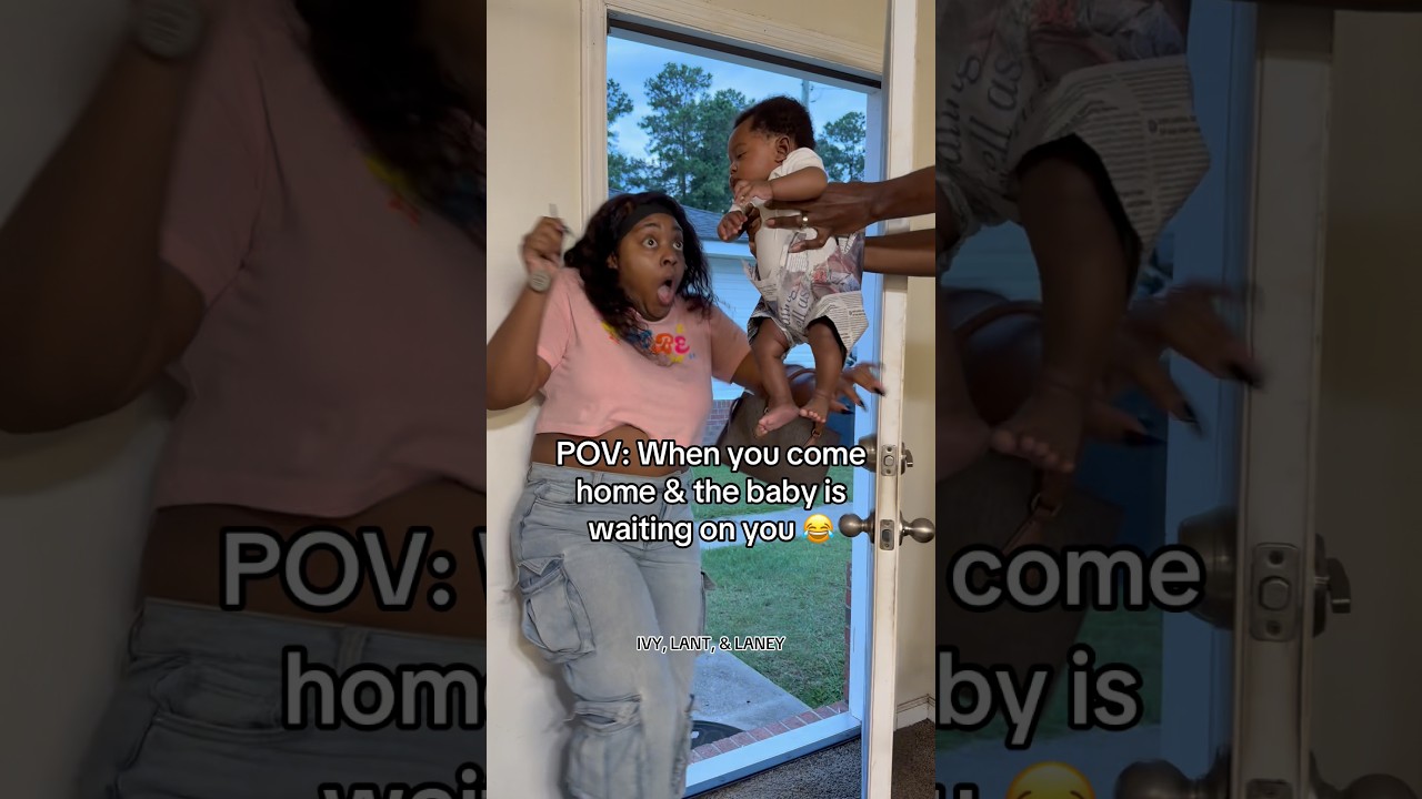 😂 When you come home & the baby is waiting on you #momlife #parents #baby #couple #funny