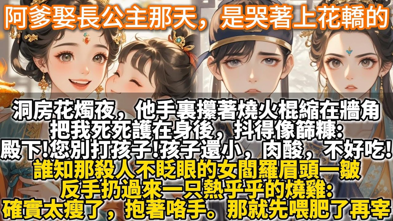 完結溫馨文：阿爹娶長公主那天，是哭著上花轎的。洞房花燭夜，他手裏攥著燒火棍縮在牆角，把我死死護在身後，抖得像篩糠:「殿下!千錯萬錯都是臣的錯!求您別打孩子!孩子還小，肉酸，不好吃!」