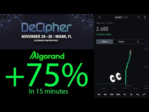 Algorand +75% in 15  Minutes! NFT Sales Exploding, ALGO Swiss ETP's Trading, Decipher in two Weeks!