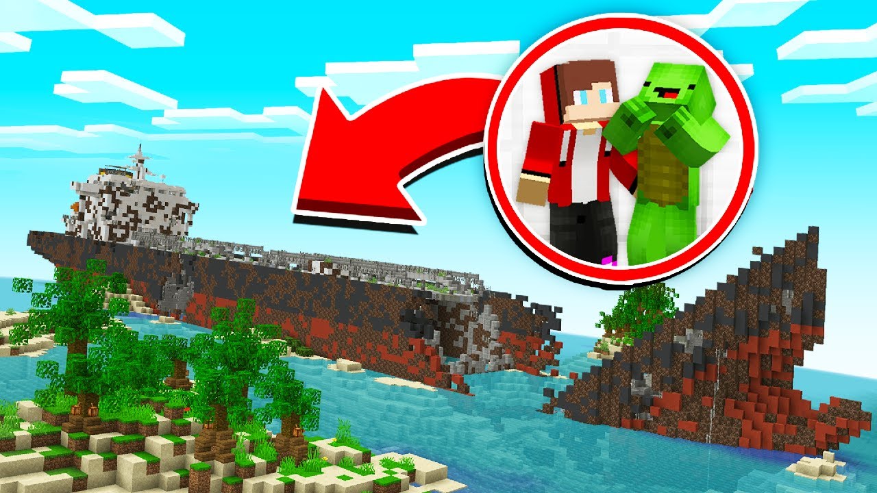 JJ and Mikey 100 DAYS Survive in SHIP WRECK in Minecraft Challenge