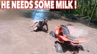 HE FLIPS OVER HIS QUAD INTO THE WATER ! | BRAAP VLOGS