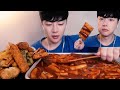 SUB)신불떡볶이 리얼사운드 먹방ASMR(ft.튀김)🔥Spicy Rice Cake,Tteokbokki Mukbangトッポッキ ASMR ผัดต็อก Eating Show