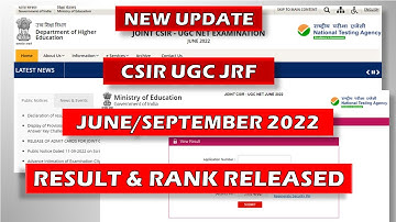 CSIR JUNE/SEPTEMBER 2022 RESULT OUT #csirnet #csirupdate #csirjune2022 update