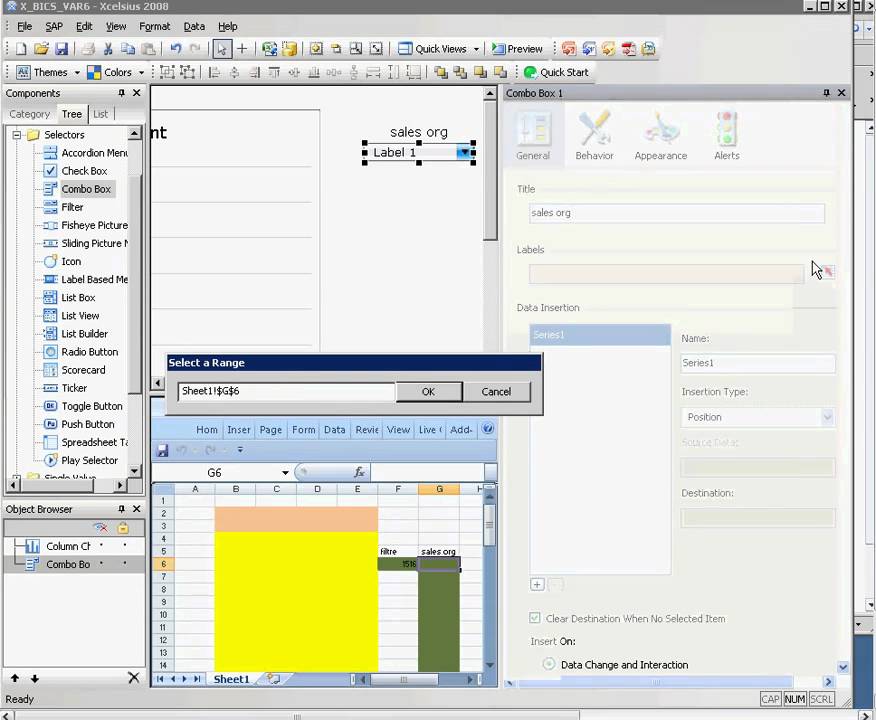Xcelsius and BW with BICS: step 6 (Xcelsius dynamic filtering) - YouTube