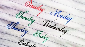 Days of the week with spellings in cursive handwriting