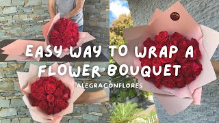 Como envolver un bouquet de rosas/ Easy way to wrap a flower bouquet Korean wrapping paper