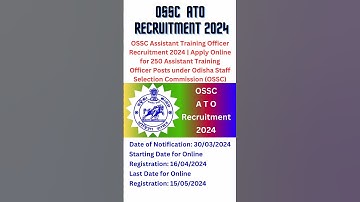 OSSC Assistant Training Officer Recruitment 2024|OSSC ATO vecancy 2024 #shorts #ytshort