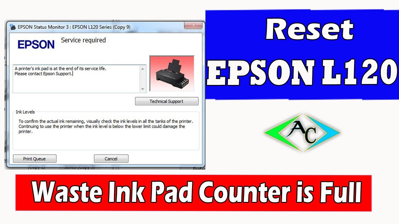 reset epson l850 waste ink pad counter