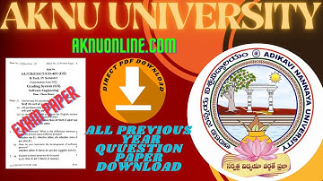 AKNU University Andhra Pradesh Previous Year Question Paper Free Download | AKNUONLINE.COM