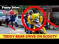 Teddy bear funny drive on scooty  am action