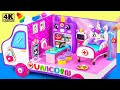 How to make cute purple unicorn ambulance hospital diy doctor play set from polymer clay cardboard